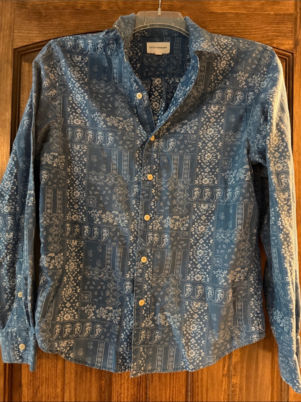 Lucky Brand Indigo Paisley Patchwork Shirt